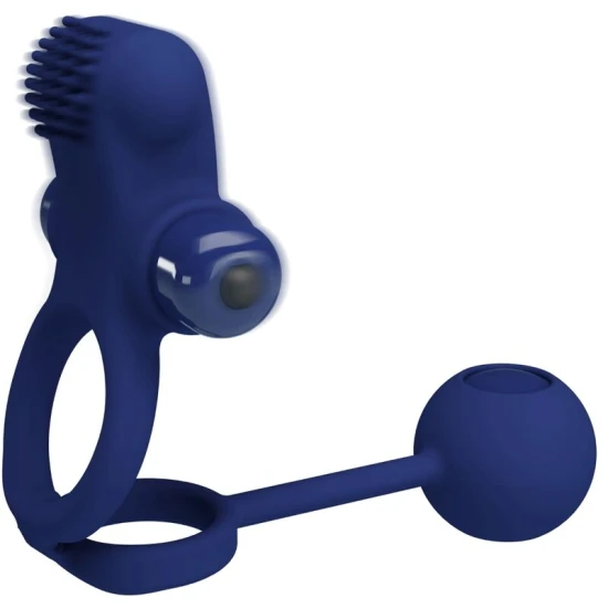 Inel Vibrator dublu pentru penis, Albastru