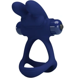 Inel dublu vibrator pentru penis, Iepure, Albastru