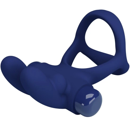 Inel dublu vibrator pentru penis, Iepure, Albastru