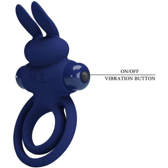 Inel dublu vibrator tip iepure, Albastru