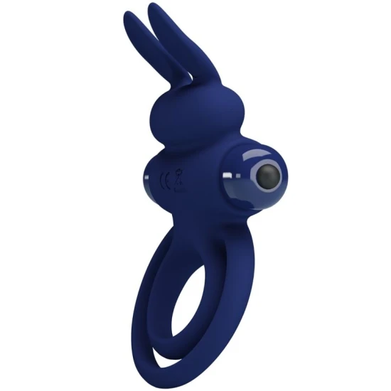 Inel dublu vibrator tip iepure, Albastru