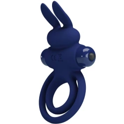 Inel dublu vibrator tip iepure, Albastru
