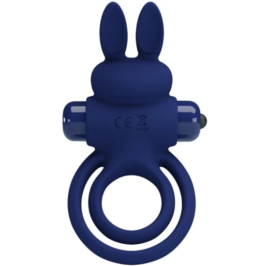 Inel dublu vibrator tip iepure, Albastru