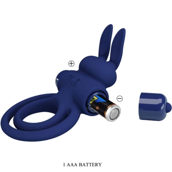 Inel dublu vibrator tip iepure, Albastru