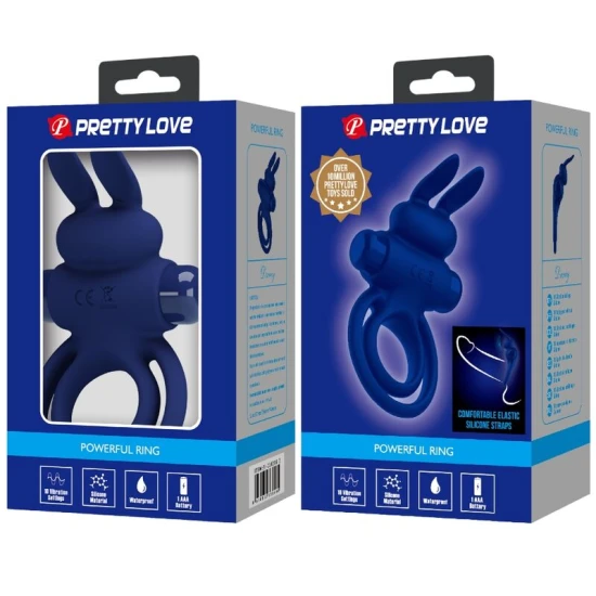 Inel dublu vibrator tip iepure, Albastru