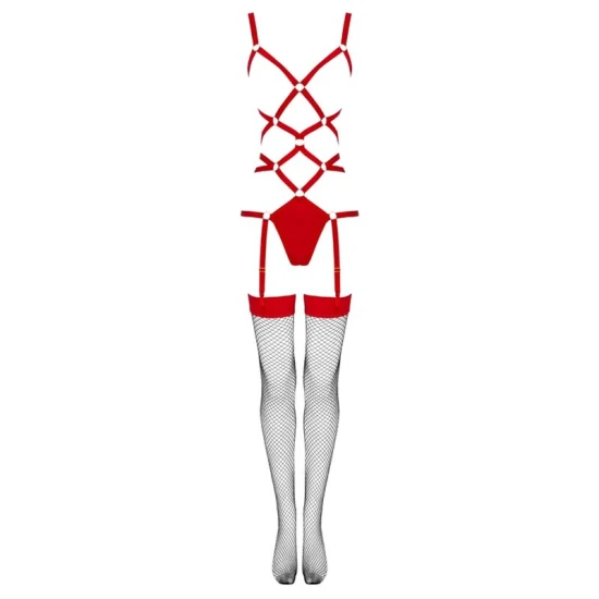 Body sexy Thiara - Set Decupat, Roșu, L/XL