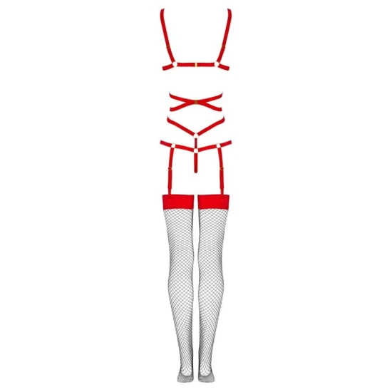 Body sexy Thiara - Set Decupat, Roșu, L/XL
