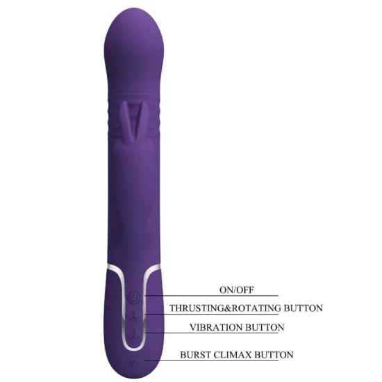 Vibrator Coale Rabbit 4 în 1 - 7 intensități de vibrație, Violet, Mărime medie.