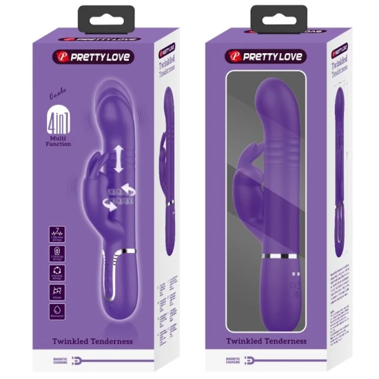 Vibrator Coale Rabbit 4 în 1 - 7 intensități de vibrație, Violet, Mărime medie.