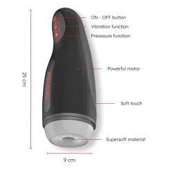 Masturbator masculin reîncărcabil, 10 viteze, Negru cu roșu