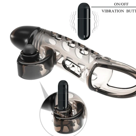Set pentru penis cu mânecă extensibilă, Negru