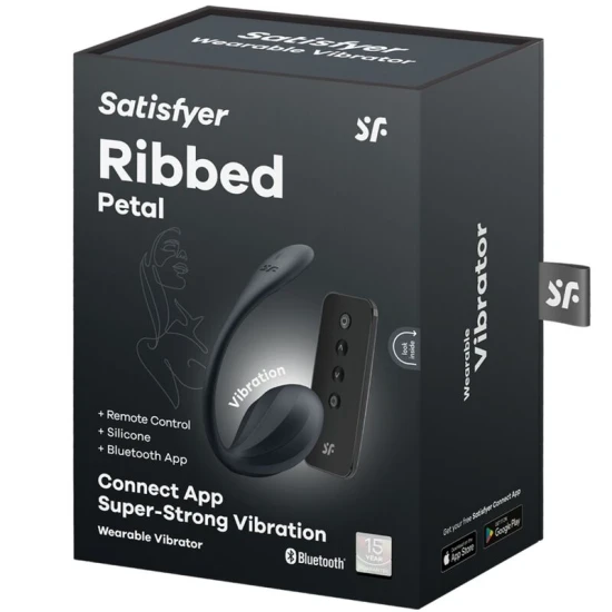 Stimulator G-spot Ribbed Petal din silicon, negru, telecomandă
