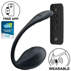 Stimulator G-spot Ribbed Petal din silicon, negru, telecomandă