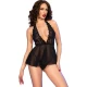 Babydoll Romantic CR 4720 - Dantelă, Negru, S.