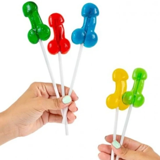 Asortiment de sucuri lollipop în formă de penis cu alcool - 40 unități, diverse arome