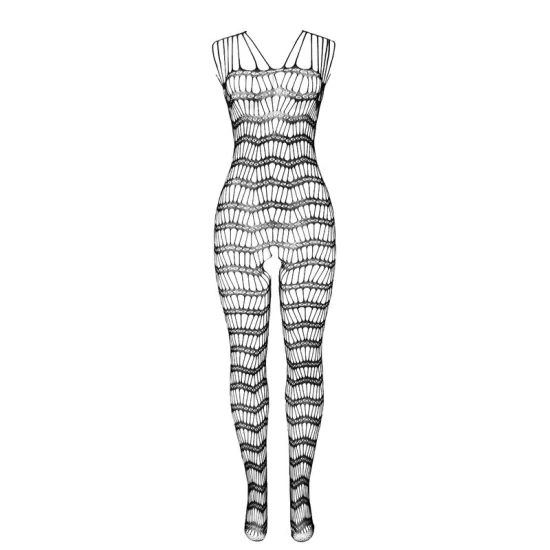 SUBBLIME - Body tip fishnet cu decupaj pe zona inghinală și bretele pe umeri, Negru, One Size