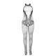 Sublime - 951801 Body tip fishnet și dantelă fără bretele la crutch, guler înalt, Negru, one size