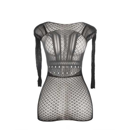 SUBBLIME - Rochie mini tip fishnet cu spatele gol, Negru, One Size