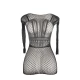 SUBBLIME - Rochie mini tip fishnet cu spatele gol, Negru, One Size