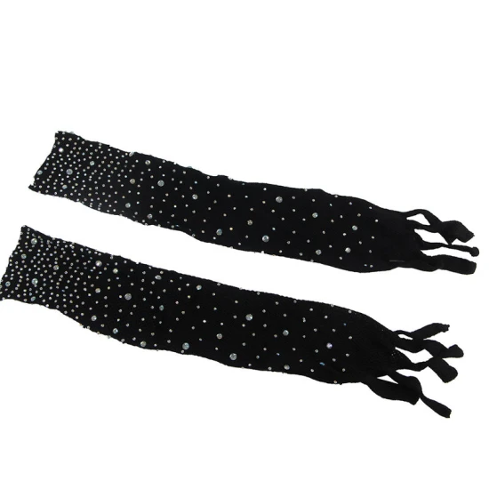 SUBBLIME - Body tip fishnet cu mănuși și imprimeu cu diamante, Negru, One Size