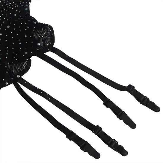 SUBBLIME - Body tip fishnet cu mănuși și imprimeu cu diamante, Negru, One Size