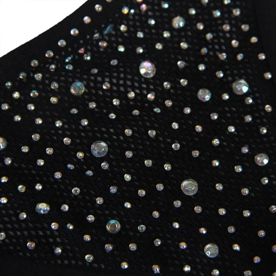 SUBBLIME - Body tip fishnet cu mănuși și imprimeu cu diamante, Negru, One Size