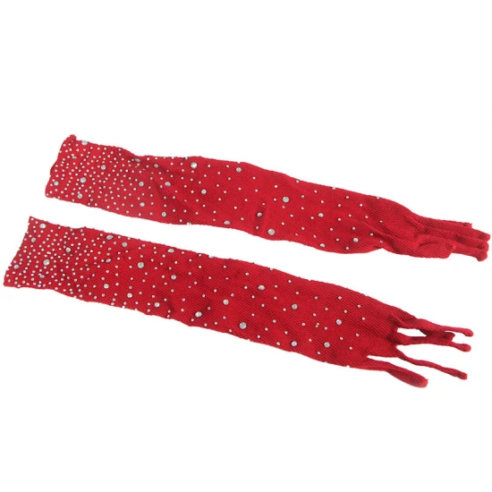 SUBBLIME - Body tip fishnet cu mănuși și imprimeu cu diamante, roșu, one size