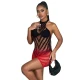 Rochie body tip fishnet elastic, degrade roșu-negru, mărime Universal