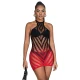 Rochie body tip fishnet elastic, degrade roșu-negru, mărime Universal