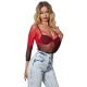 SUBBLIME - Rochie tip plasă elastică cu mâneci lungi, gradient roșu și negru, One Size