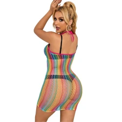 SUBBLIME - Rochie tip fishnet, Rainbow, One Size