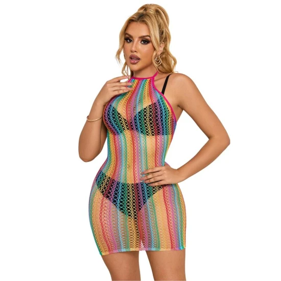 SUBBLIME - Rochie tip fishnet, Rainbow, One Size