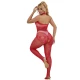 Body tip high neck din nailon/elastan, roșu, cu decupaje și dantelă, mărime One Size
