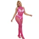Sublim - Body tip plasa si dantela cu bretele decupate, guler inalt, Roz, One Size