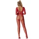 Sublime - Body tip fishnet cu diamante, mânecă lungă, Roz, XS/M