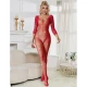 Sublime - Body tip fishnet cu diamante, mânecă lungă, Roz, XS/M