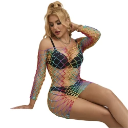 SUBBLIME - Rochie tip pește cu plasă, mânecă lungă, Rainbow, One Size