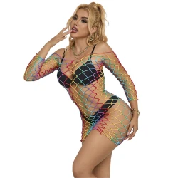 SUBBLIME - Rochie tip pește cu plasă, mânecă lungă, Rainbow, One Size
