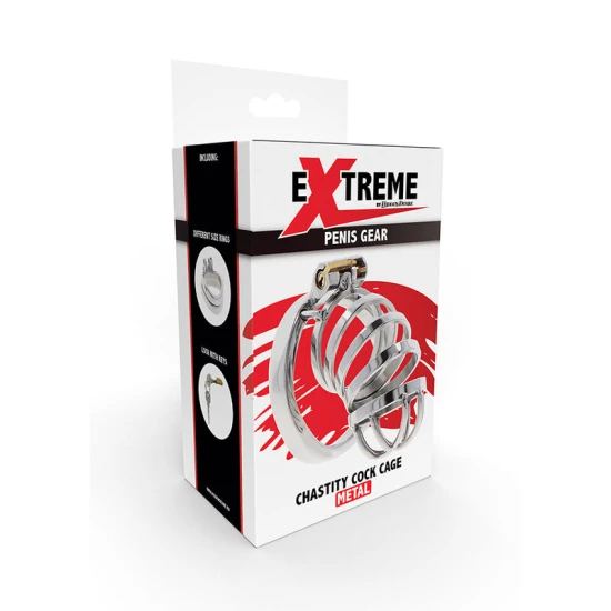 Colivie metalică pentru castitate EXTREME, Negru
