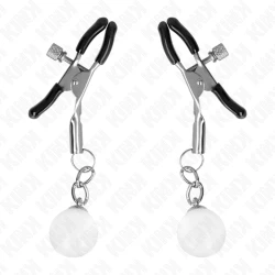 Glass Bead Nipple Clamps, Realist, Argintiu