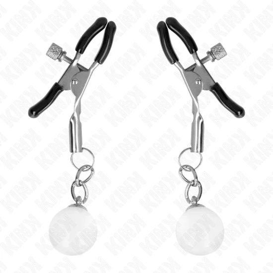 Glass Bead Nipple Clamps, Realist, Argintiu