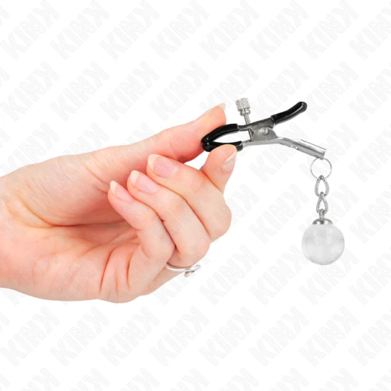 Glass Bead Nipple Clamps, Realist, Argintiu