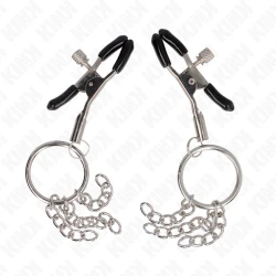 O-Ring Nipple Clamp and Little Chain, Argintiu, 6 cm