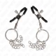 O-Ring Nipple Clamp and Little Chain, Argintiu, 6 cm