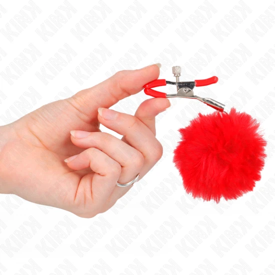 Cleste pentru mameloane tip faux fur ball, Roz, 6 cm