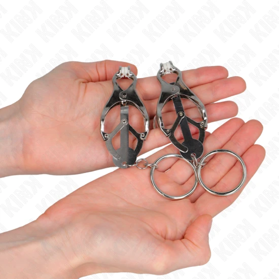 Cleme pentru mameloane, model O-Ring Japanese Clover, argintiu