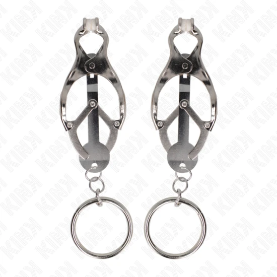 Cleme pentru mameloane, model O-Ring Japanese Clover, argintiu