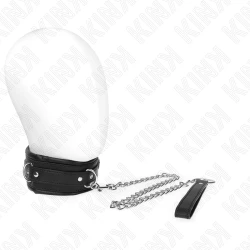 Colier greu cu centură, model 4, reglabil 36,5-50 cm, 65 cm, Negru