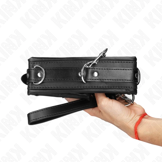 Colier greu cu centură, model 4, reglabil 36,5-50 cm, 65 cm, Negru