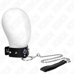 Colier cu lesă 65 cm cu curea, cu diamante albastre, reglabil 36-43 cm x 5 cm